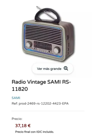 Radio Sami imitación Vintage Bluetooth MP3 LED