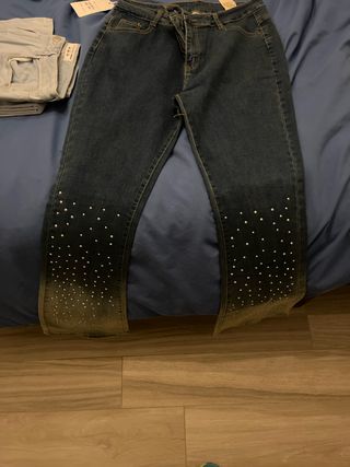 Jeans donna con strass
