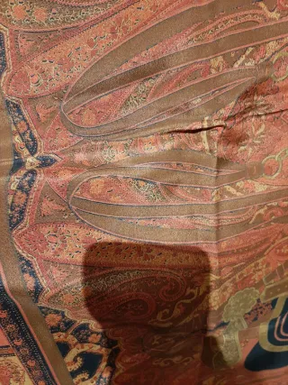 Foulard seta fantasia oro e rosso