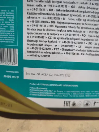 Aceite Petronas Syntium 7000E 0W-30 Sintético