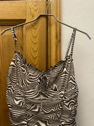 Vestito corto effetto zebra arricciato - Taglia S