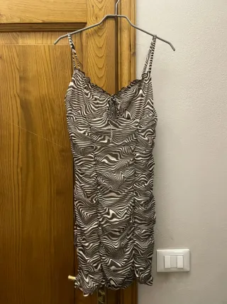Vestito corto effetto zebra arricciato - Taglia S