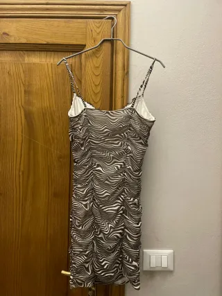 Vestito corto effetto zebra arricciato - Taglia S