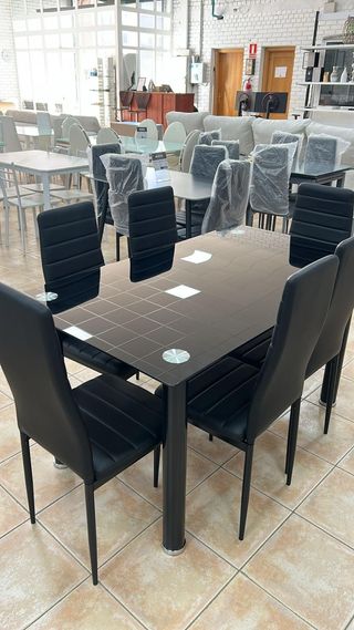 Mesa de cristal + 6 sillas ¡NUEVAS!