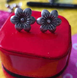 Pendientes flor plata