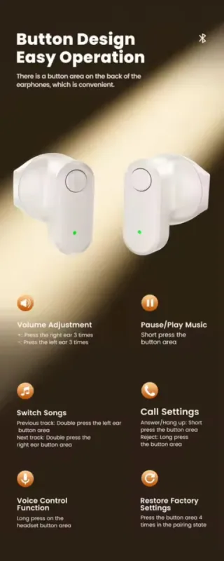 Auriculares Toocki TWS Bluetooth 5.3 Beige