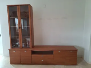Mueble TV madera y cristal