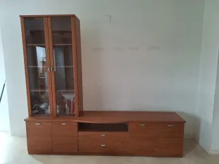 Mueble TV madera y cristal