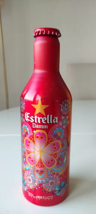 Botella Estrella Damm CUSTO BARCELONA 2008 y sifón