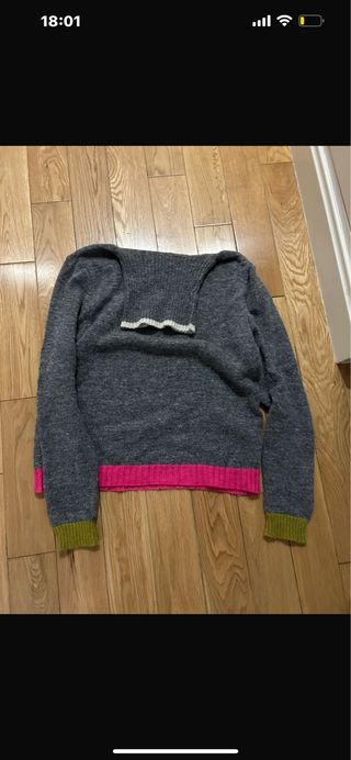 Jersey mujer gris y rosa