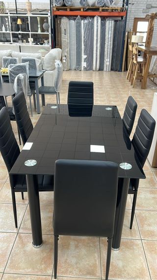 Mesa de cristal + 6 sillas ¡NUEVAS!