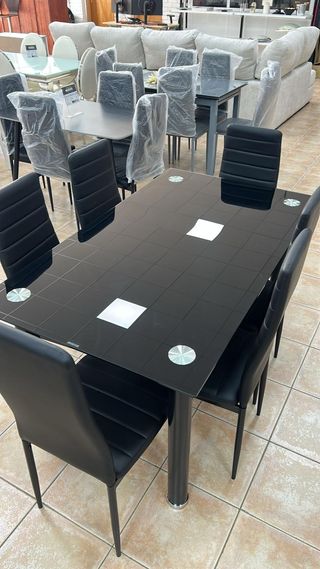 Mesa de cristal + 6 sillas ¡NUEVAS!