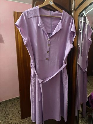 Vestido morado/lila con cinturón