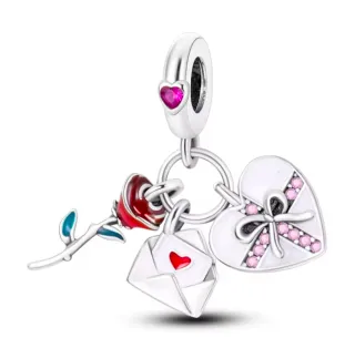 Charm Pandora Rosa, Carta y Corazón