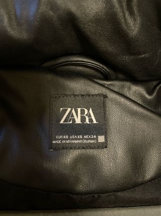 Chaleco Zara efecto piel negro XS, S o M