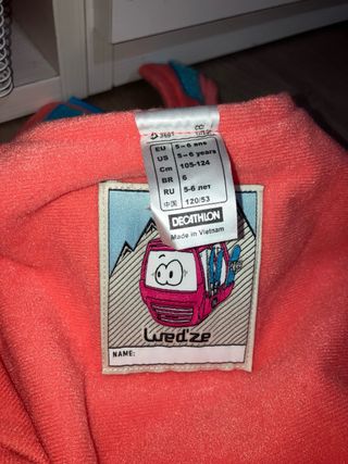 Mono de esquí rosa niña 5-6 años