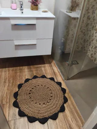 Alfombra redonda trapillo marrón y negro 72 cm