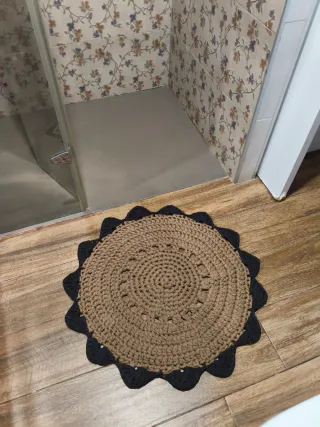 Alfombra redonda trapillo marrón y negro 72 cm