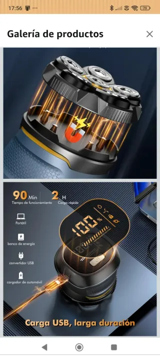 Afeitadora Eléctrica Cabeza y Cara Azul/Gris