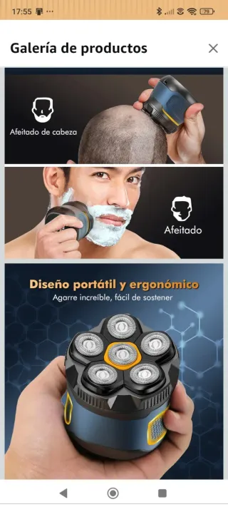 Afeitadora Eléctrica Cabeza y Cara Azul/Gris