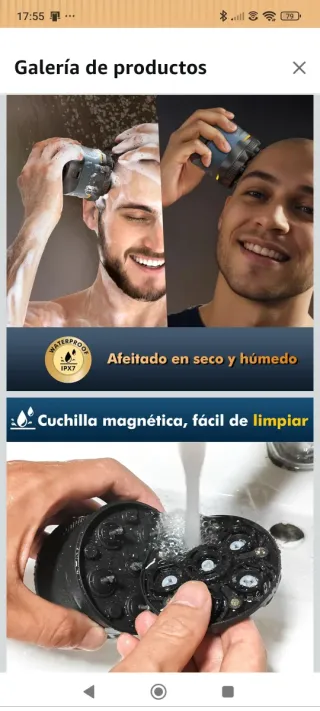 Afeitadora Eléctrica Cabeza y Cara Azul/Gris