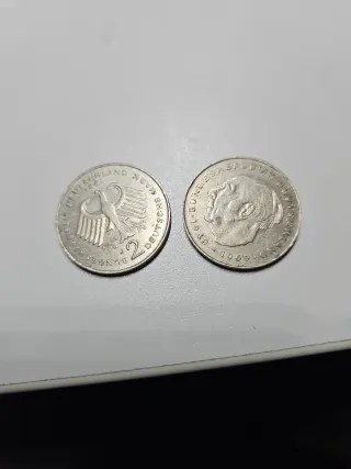 2 monedas 2 marcos 20 aniversario Theodor Heuss