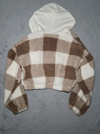 Chaqueta borreguito cuadros marrón y blanco