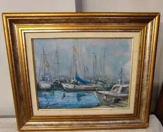 Cuadro antiguo bodegón con jarrón y nueces