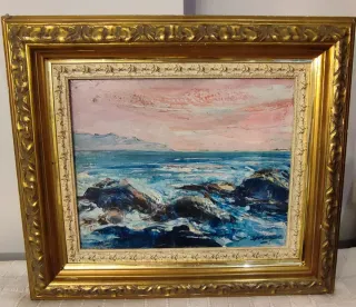 Cuadro antiguo bodegón con jarrón y nueces