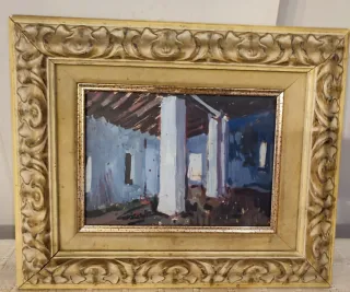 Cuadro antiguo bodegón con jarrón y nueces