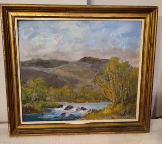 Cuadro antiguo bodegón con jarrón y nueces