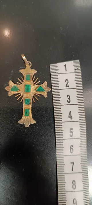 Cruz Oro Bañado Plata Esmeraldas