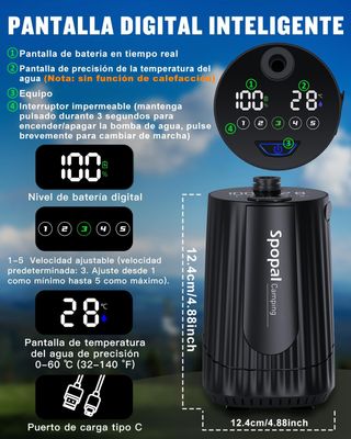 Ducha Portátil Camping Spopal Recargable