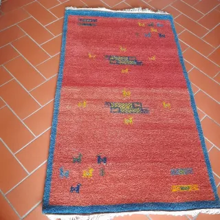 Tappeto persiano lana, arancione e blu