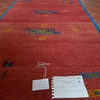 Tappeto persiano lana, arancione e blu