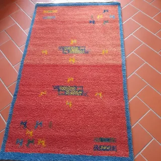 Tappeto persiano lana, arancione e blu