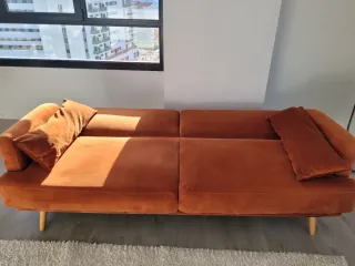 Sofá Cama Elvis Terciopelo Naranja