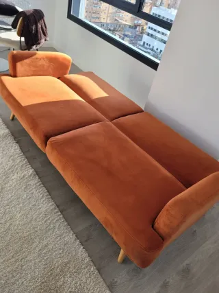 Sofá Cama Elvis Terciopelo Naranja