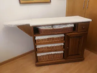Mueble Planchero Madera Cestas Mimbre