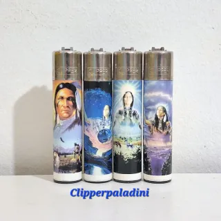4 Accendini Clipper con stampe nativi americani