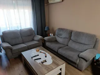 Sofá 3 y 2 plazas tela gris