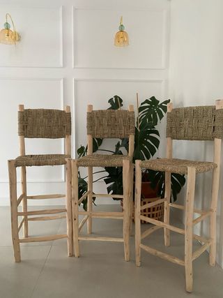 Butacas de madera y cuerda (3 unidades)