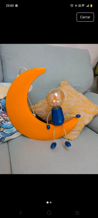 Lámpara Luna Naranja Niño Azul