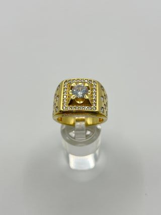 Anillo Sello de Oro 18k Circonitas 18.44 gr.