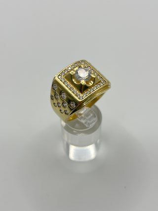 Anillo Sello de Oro 18k Circonitas 18.44 gr.