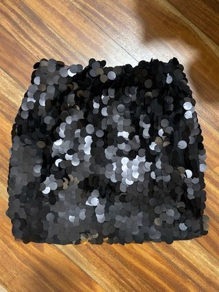 Falda lentejuelas negra talla única