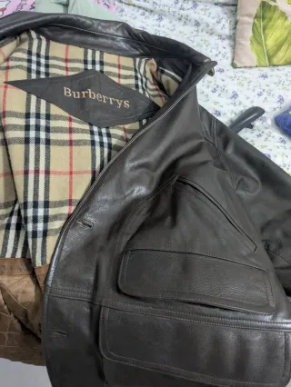 Chaqueta Cuero Burberry Marrón Talla M