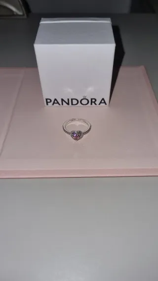 Anillo Pandora Corazón Rosa y Plata