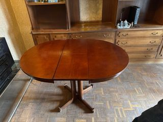 Mesa redonda de madera con 4 sillas