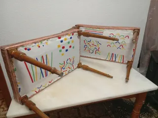 Pareja Taburetes Retro Madera y Tela